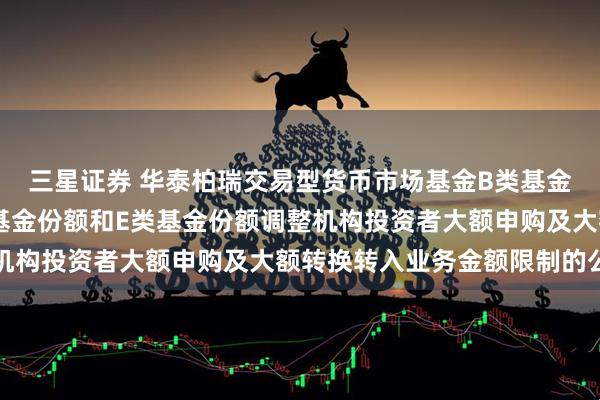 三星证券 华泰柏瑞交易型货币市场基金B类基金份额C类基金份额D类基金份额和E类基金份额调整机构投资者大额申购及大额转换转入业务金额限制的公告