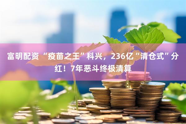 富明配资 “疫苗之王”科兴，236亿“清仓式”分红！7年恶斗终极清算