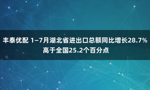 丰泰优配 1—7月湖北省进出口总额同比增长28.7% 高于全国25.2个百分点